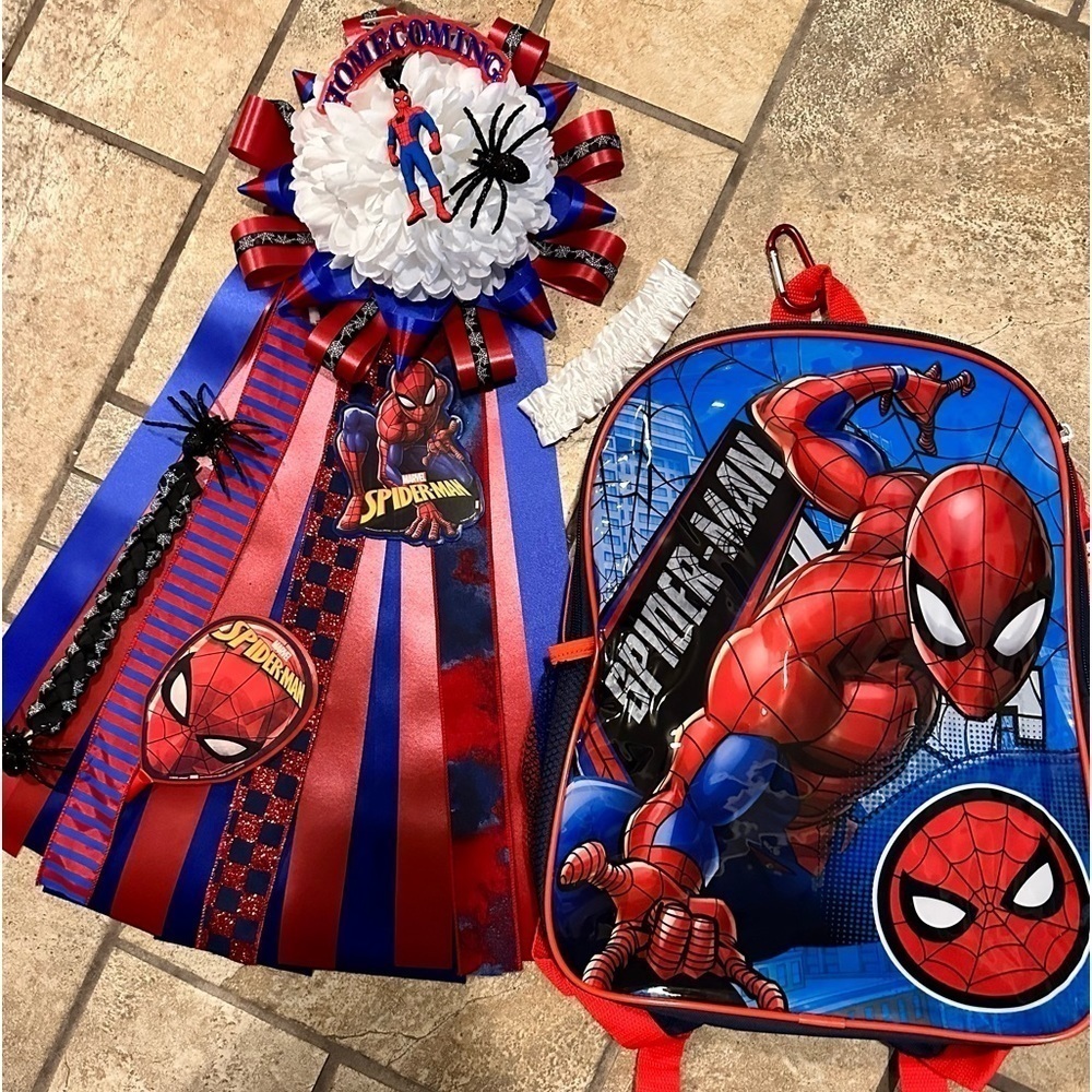 SPIDERMAN Mum Garter/Backpack mum  custom made can personalize sash money lei
